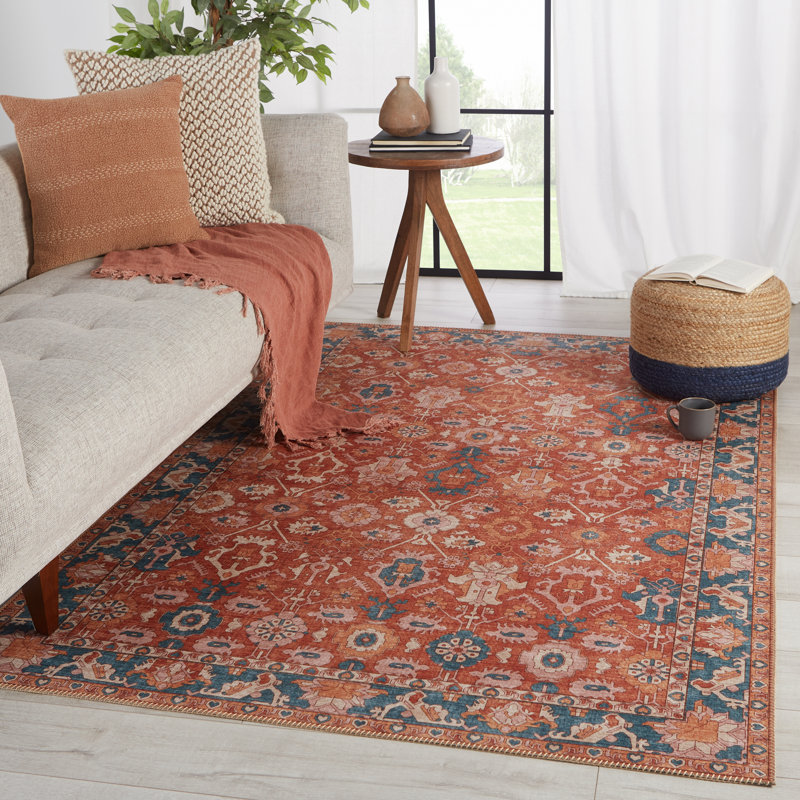 Bungalow Rose Zula Oriental Orange/Blue Area Rug & Reviews Wayfair